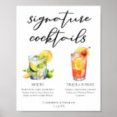 Mojito Tequila Sunrise Wedding Cocktails Menu Poster (Voorkant)