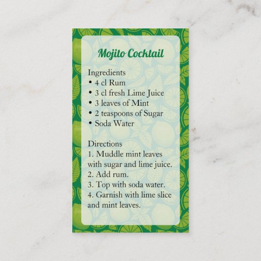 Mojito Visitekaartje (Achterkant)