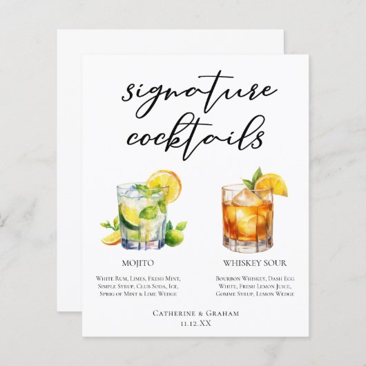 Mojito Whiskey Sour Signature Cocktails Menu (Voorkant / Achterkant)
