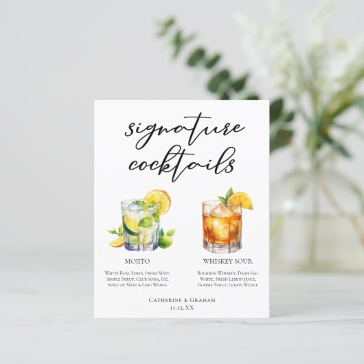 Mojito Whiskey Sour Signature Cocktails Menu (Staand voorkant)