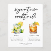 Mojito Whiskey Sour Signature Cocktails Menu (Voorkant)