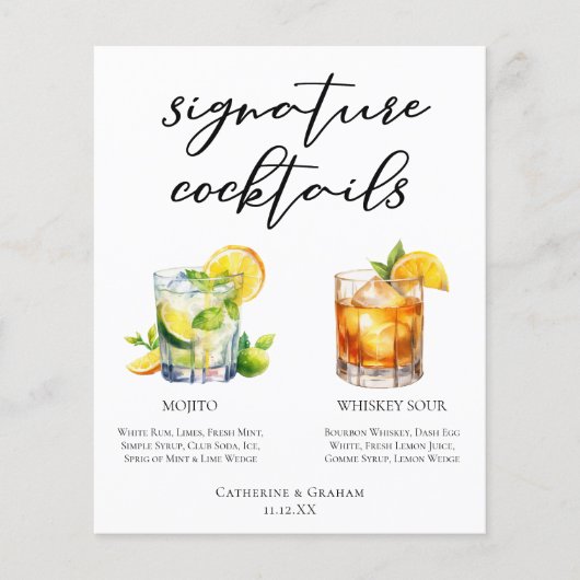 Mojito Whiskey Sour Signature Cocktails Menu (Voorkant)