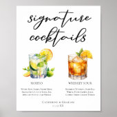 Mojito Whiskey Sour Signature Cocktails Menu Poster (Voorkant)