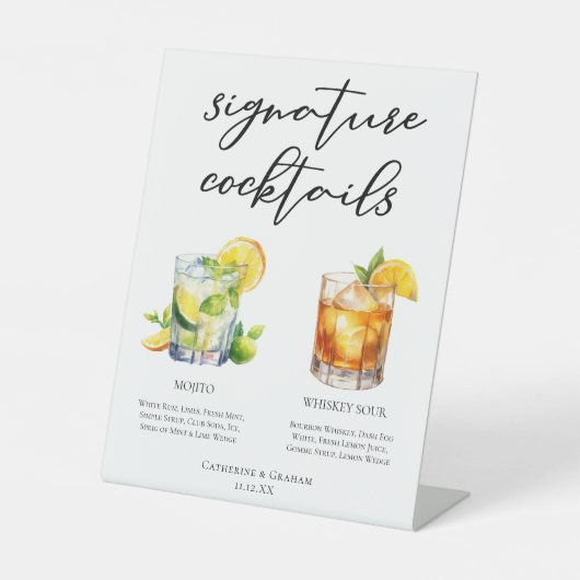 Mojito Whiskey Sour Signature Cocktails Menu Reclamebord Met Voetstuk (Voorkant)