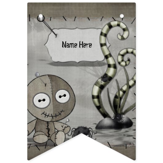 MOJO Gothic Voodoo Doll GEPERSONALISEERDE Verjaard Vlaggetjes (Eerste vlag)