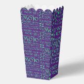 Mojo groen over paarse popcornboxen bedankdoosjes (Achterkant)