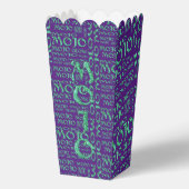 Mojo groen over paarse popcornboxen bedankdoosjes (Voorkant)