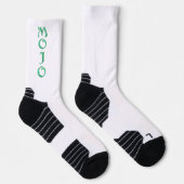 Mojo groene en witte high performance sokken (Rechts)