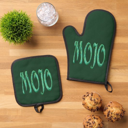 Mojo groene siliconen oven wanten pot houder set (Top down)