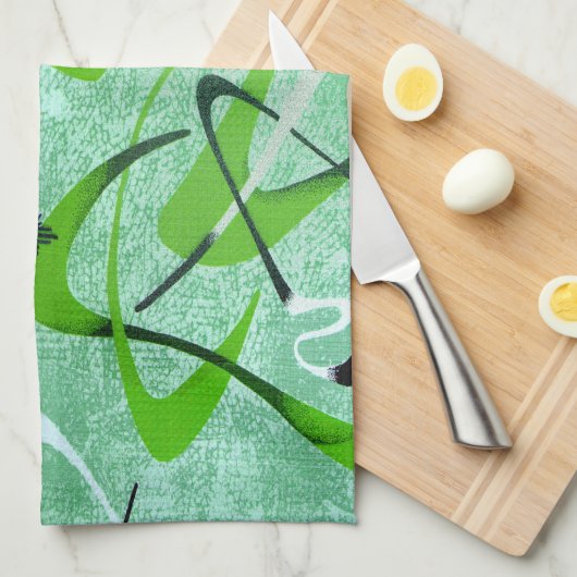MoJo Kitchen Towel : BOOMERANG 2 - CHARTREUSE Theedoek (Quarter Fold)