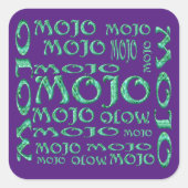 Mojo paarse vierkante stickers (Voorkant)