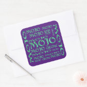 Mojo paarse vierkante stickers (Envelop)