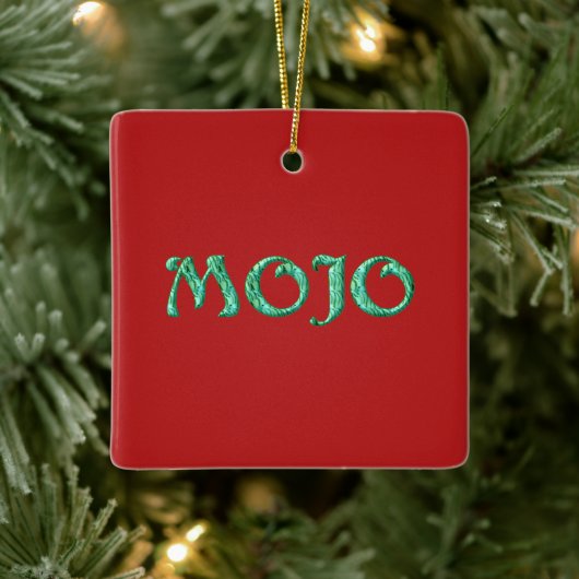 Mojo red hangend vierkant sieremmer keramisch ornament (Boom)