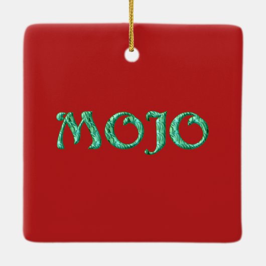 Mojo red hangend vierkant sieremmer keramisch ornament (Achterkant)
