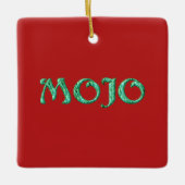 Mojo red hangend vierkant sieremmer keramisch ornament (Voorkant)
