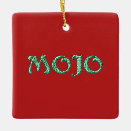 Mojo red hangend vierkant sieremmer keramisch ornament (Voorkant)