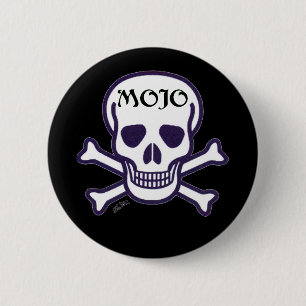 Mojo Skull zwarte knop Ronde Button 5,7 Cm