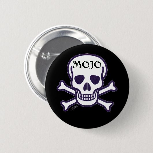 Mojo Skull zwarte knop Ronde Button 5,7 Cm (Voorkant /achterkant)