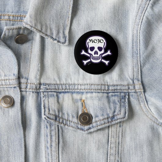 Mojo Skull zwarte knop Ronde Button 5,7 Cm (In situ)