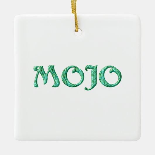 Mojo wit hangend vierkant ornament (Voorkant)