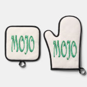Mojo wit zilver quilt oven wanten pot houder set (Voorkant)