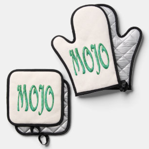 Mojo wit zilver quilt oven wanten pot houder set