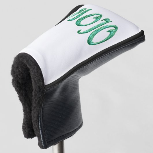 Mojo witte golfclub putter golfheadcover (3/4 voorkant)