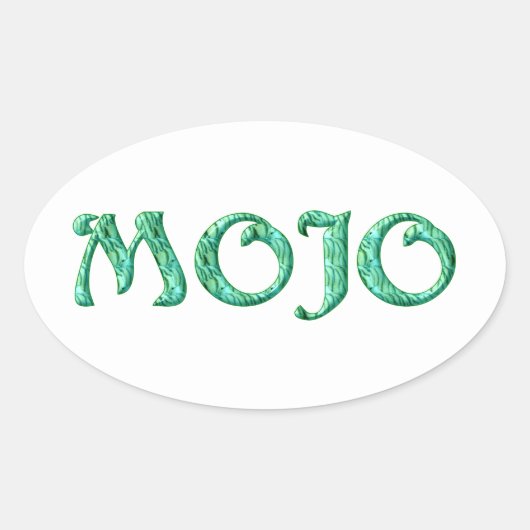 Mojo witte ovale stickers (Voorkant)