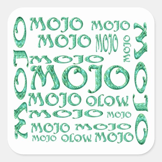 Mojo witte vierkante stickers (Voorkant)