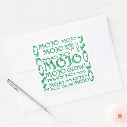 Mojo witte vierkante stickers (Envelop)