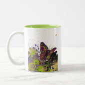 Mok 11oz geplateerde vlinder (wit/Limoen) (Links)