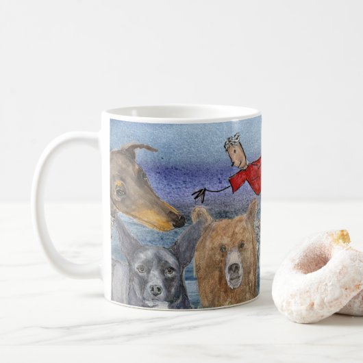 Mok #3 Joanna vliegend over dieren  (Met donut)