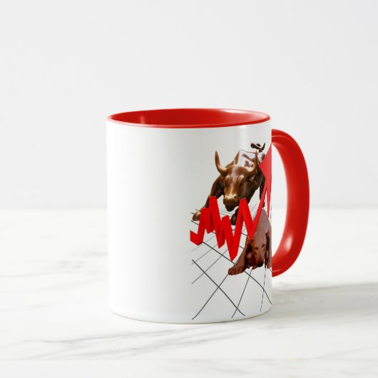 Mok aandelenmarkt rood (Voorkant rechts)