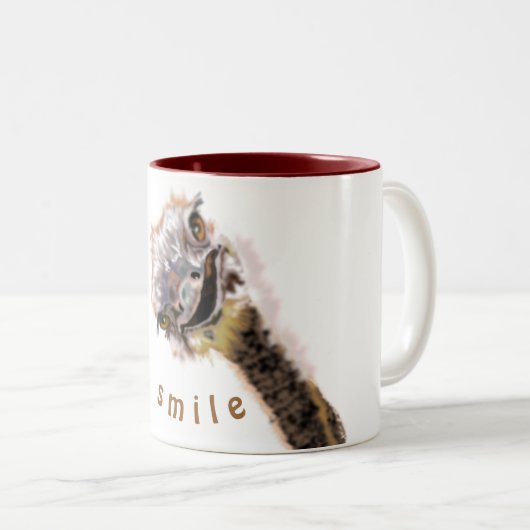 Mok aangepaste kleuren - Happy Ostrich - glimlach (Voorkant rechts)