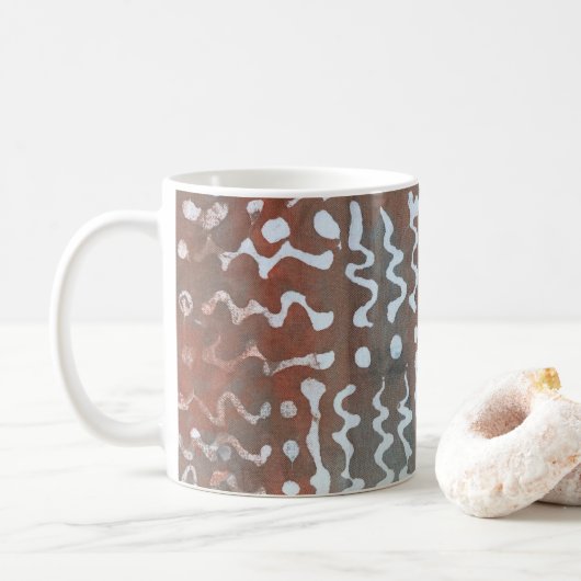 Mok abstracte kunstpatroonbatik koffie (Met donut)