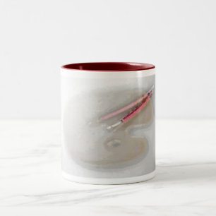 Mok artistieke palet en penselen