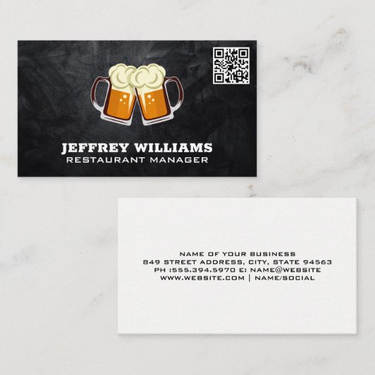 Mok bier toast | QR-code visitekaartje (Voorkant / Achterkant)