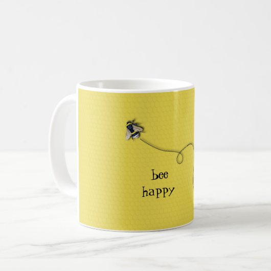 Mok bij bijen Happy Fun Yellow bee (Voorkant links)