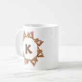 Mok - bladeren in een cirkel met Initiaal (Voorkant links)