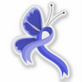 Mok blauw bewustzijn rond koolstofbutterfly-koffie sticker