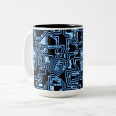 Mok blauw en zwart computercircuit (Voorkant links)