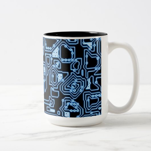 Mok blauw en zwart computercircuit (Rechts)