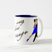 mok blauw met geel gestoord (Voorkant rechts)