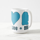 Mok, Blauw Ontwerp Vrede Liefde BBG Koffiemok (Voorkant rechts)