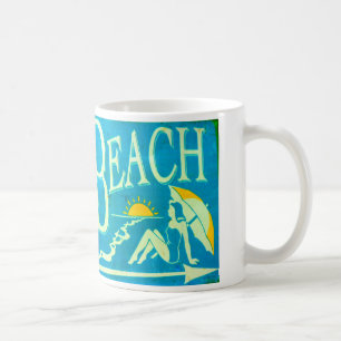 mok blauw strand