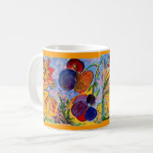 Mok blauwe en oranje bloem (Voorkant links)