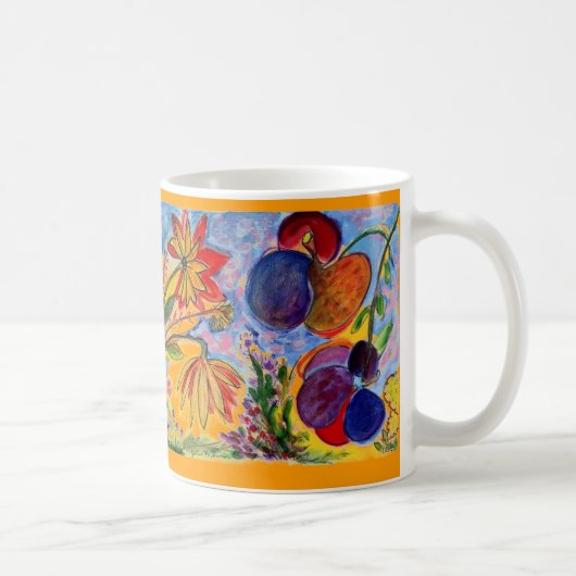 Mok blauwe en oranje bloem (Rechts)