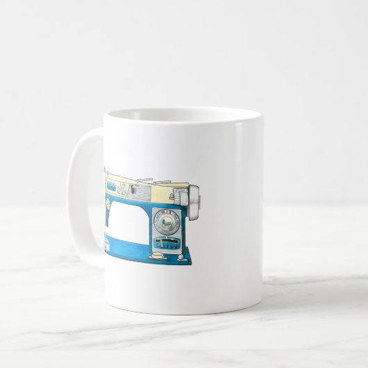 Mok  blauwe naaimachine (Voorkant links)