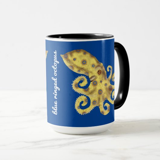 Mok blauwe rode octopus (Voorkant rechts)