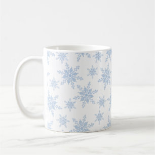 Mok blauwe sneeuwvlokken